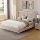 Upholstered California King Bed Frame with Tufted Headboard Blue Velvet Platform