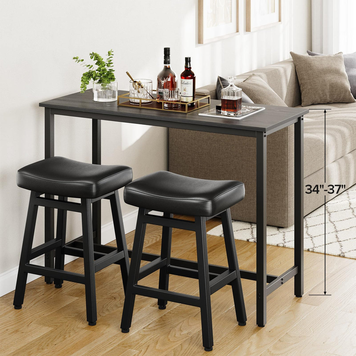 Counter Height Bar Stools Set of 2, 24 Inch Barstools for Kitchen Counter, Kitchen Stools