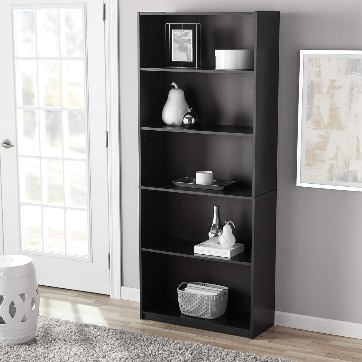 ` 71" 5-Shelf Standard Bookcase (Black)