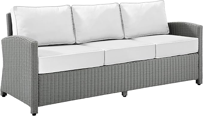 Bradenton Wicker Outdoor Sofa, 3-Person Patio Couch for Porch, Deck