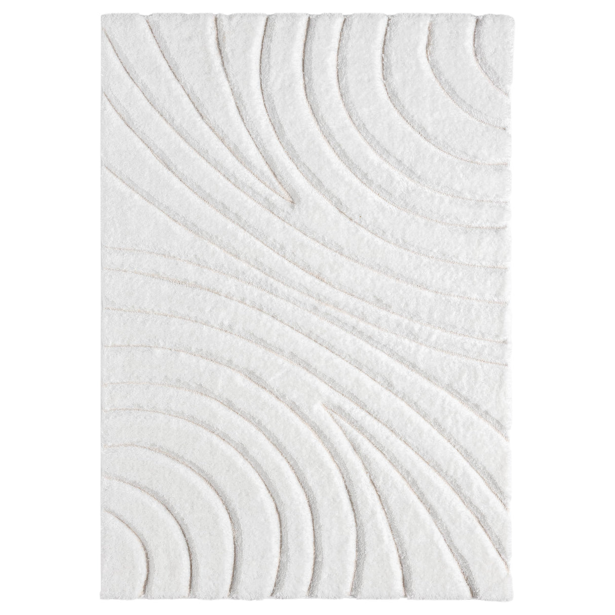 Lantanas Cream 8x10 Modern Shag Geometric Area Rug