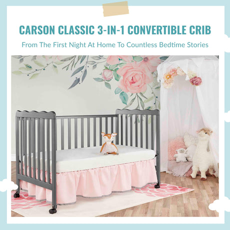 Carson Classic 3-in-1 Convertible Crib in Steel Grey