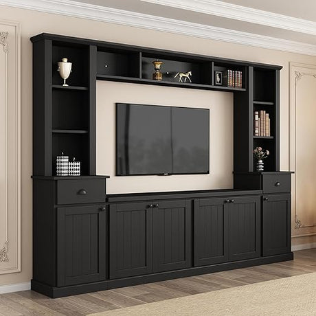 Minimalist Entertainment Wall Unit Set with Bridge Ample Storage Space