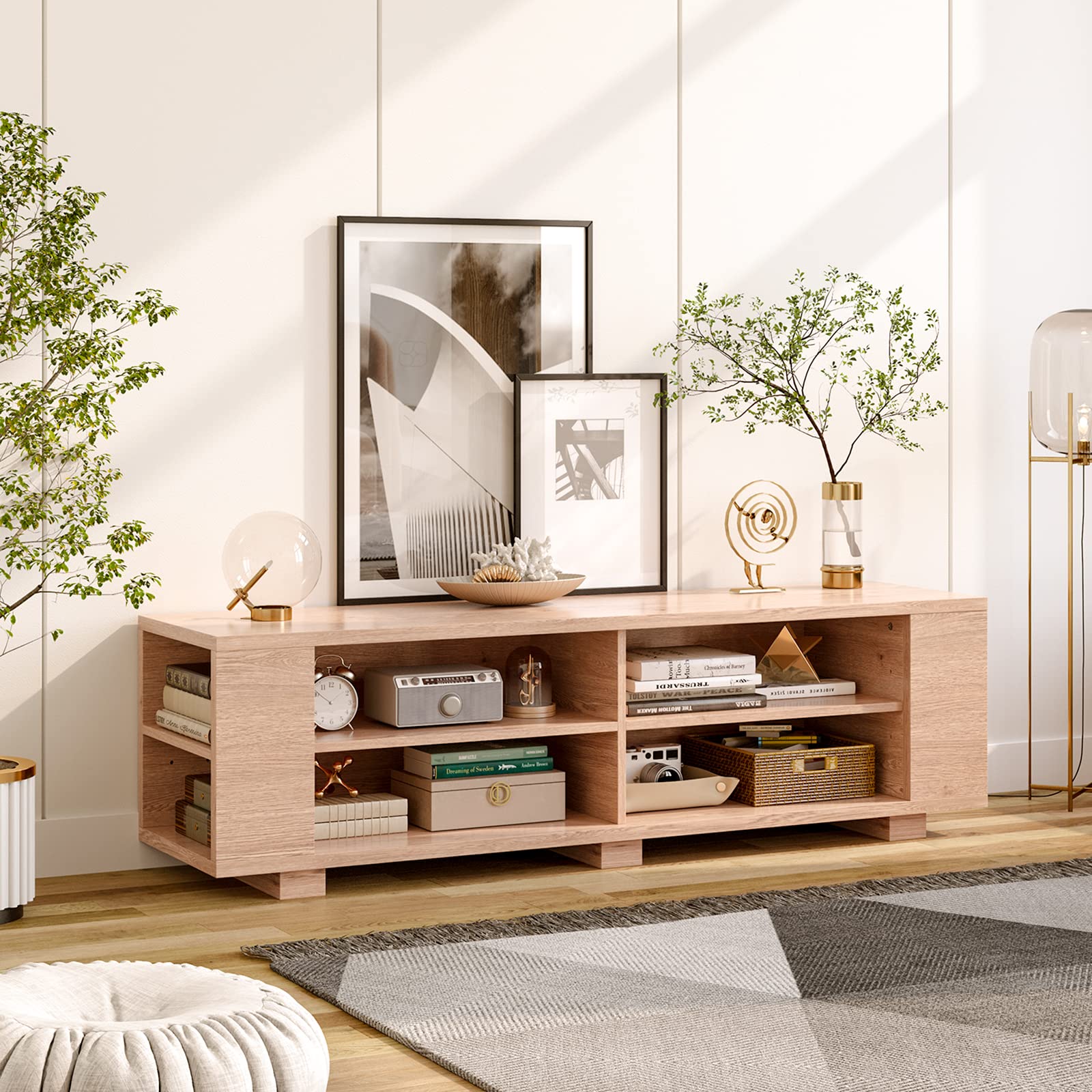 Wood TV Stand for TVs up to 65 Inch Flat Screen, Modern Entertainment Center