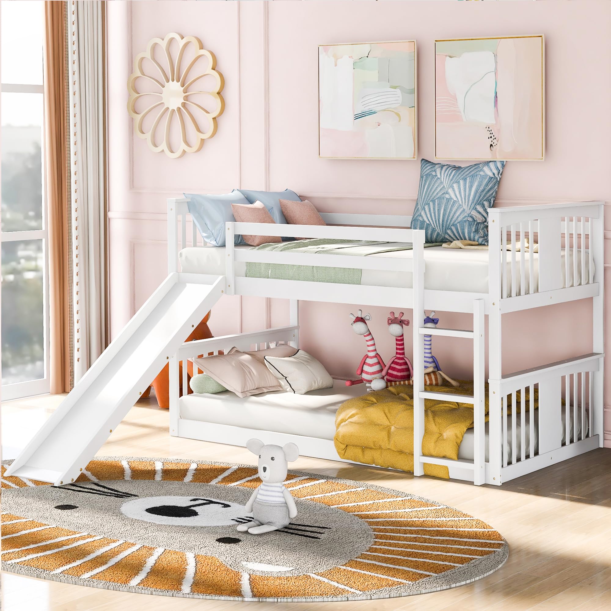 Montessori Floor Bunk Bed Twin Over Twin