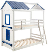 Kids Stargazer Novelty Twin Over Twin Bunkbed in Light Grey & Blue Finish