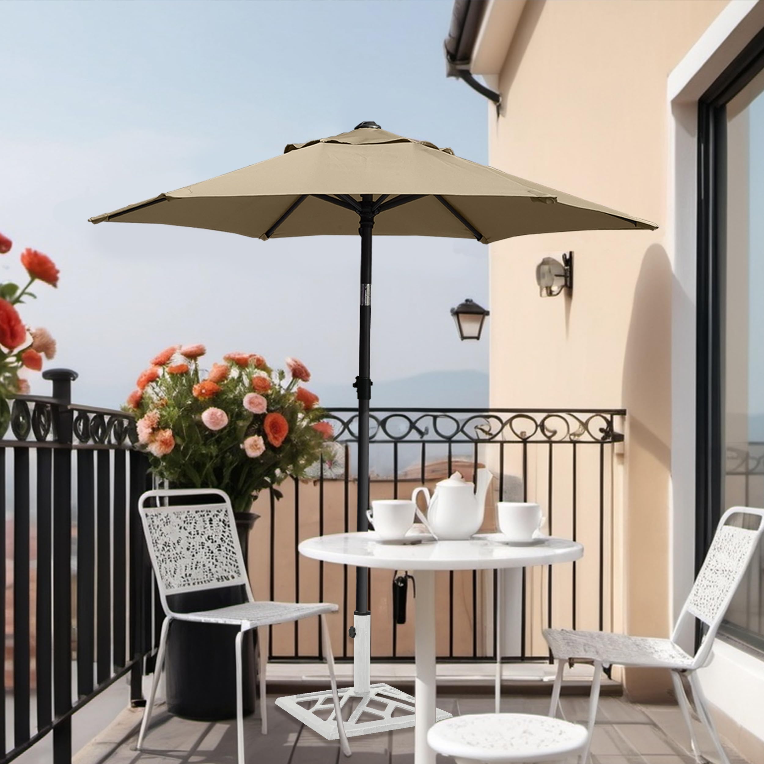 5.8ft Patio Umbrella Outdoor Table Umbrellas with Push Button Tilt