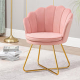 Pink Vanity Chair, Chair for Bedroom, Makeup Chair with Gold Plating Legs, Accent Chair