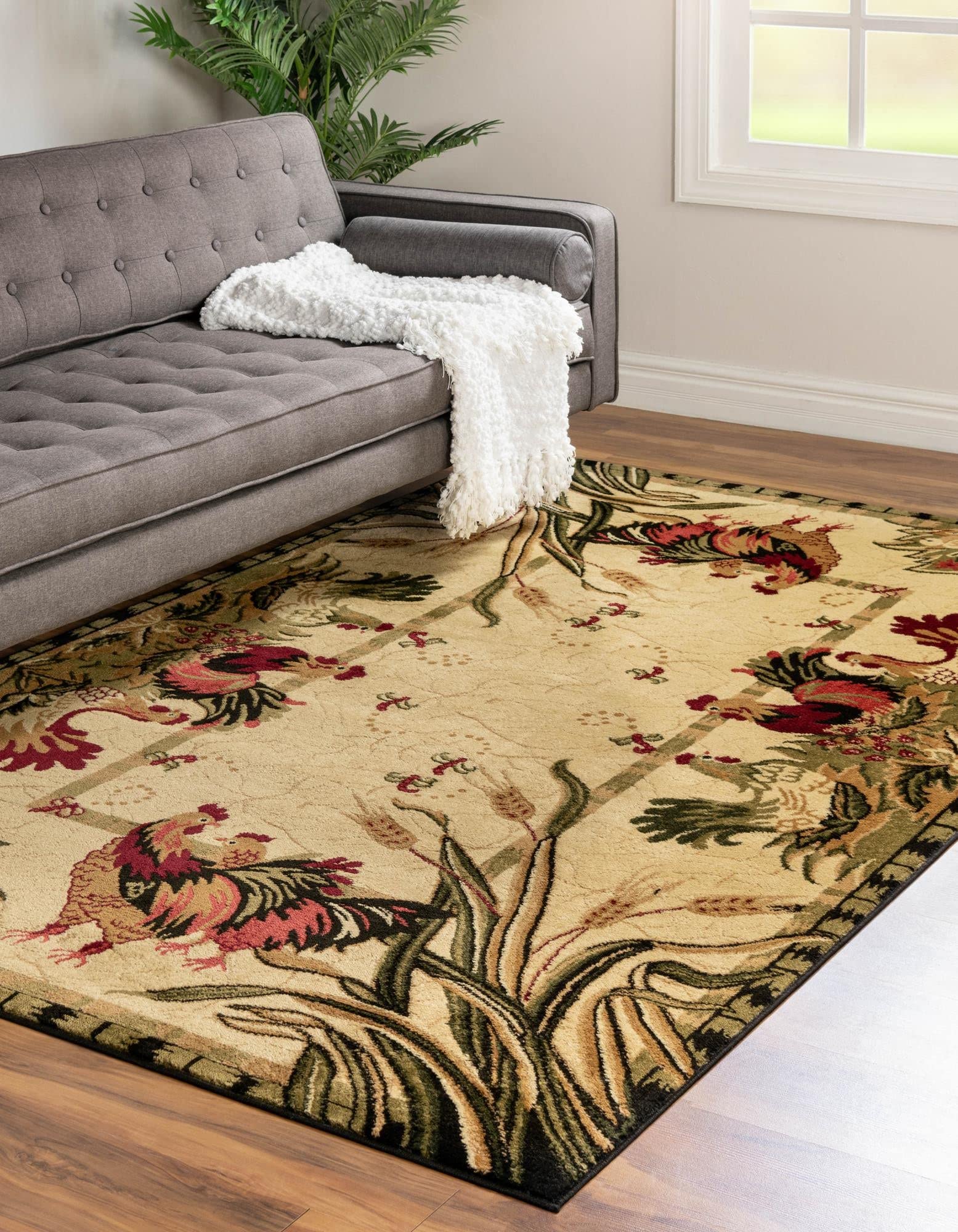 Rugs.com Pastoral Collection Rug – 10' x 14' Cream Medium Rug Perfect for Living Rooms, Large Dining Rooms, Open Floorplans