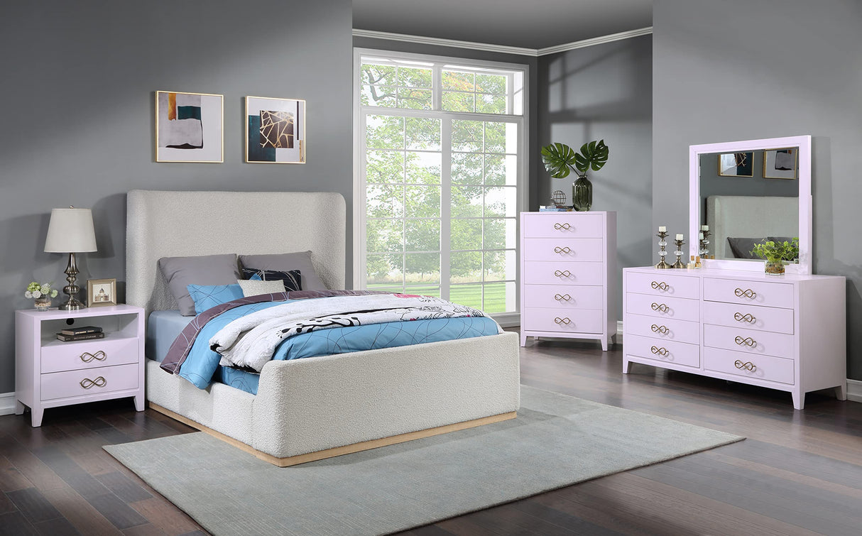 Meridian Furniture Bowtie Collection Modern | Contemporary Nightstand, 26" W x 18" D x 26" H, Pink