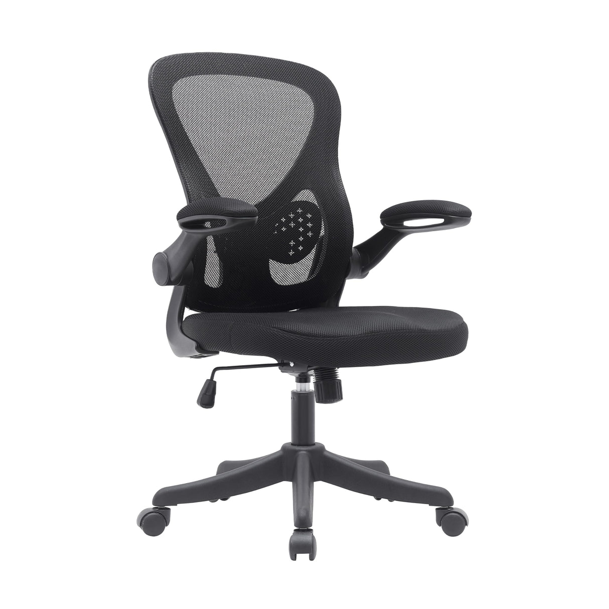 Mesh Task Office Chair with Flip Up Arms. Color: Black, Mid-Back