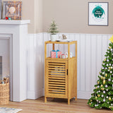 Bamboo Cabinet, Bathroom Storage Cabinet with Single Door and Shelf, Freestanding Bathroom Cabinet,