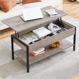 Lift Top 41 in Coffee Table with Hidden Storage Compartment, Wooden Lift Up Central Table