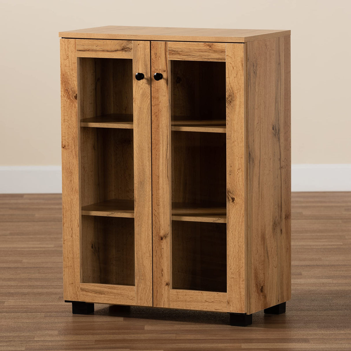 Mason Modern and Contemporary Oak Brown Finished Wood 2-Door Storage Cabinet
