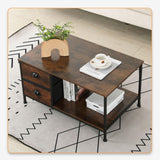 Coffee Table with Drawers, Coffee Table for Living Room, 2-Tier Coffee Tables