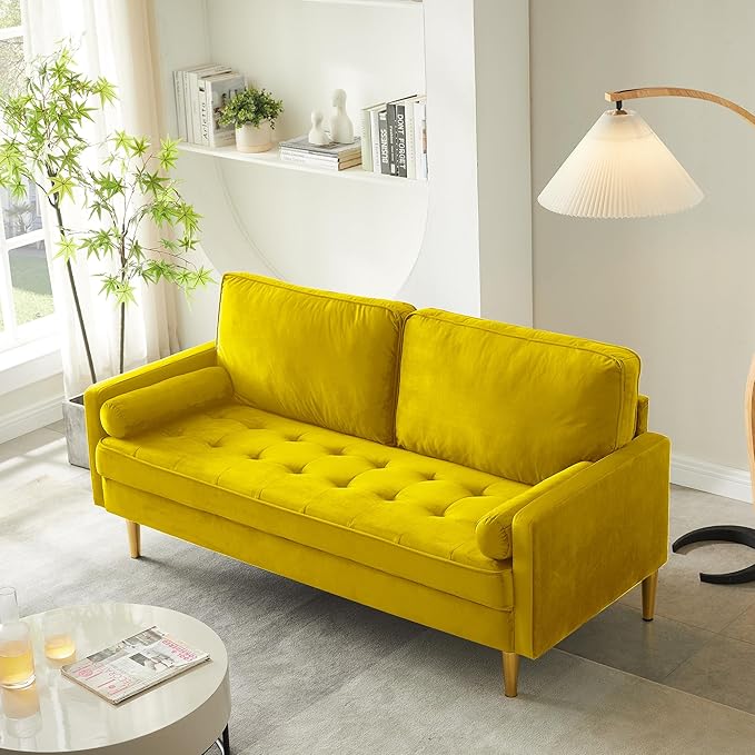 67" Mid Century Modern Loveseat Sofa, 2-Seater Velvet Tufted Love Seat