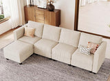 Modular Sectional Couch with Storage Ottoman L Shape Corduroy Sectional Sofa