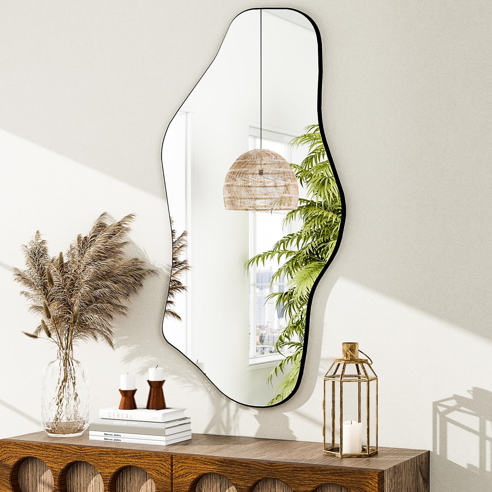 Large Irregular Wall Mirror 48" x 21" - Asymmetrical Full Length Mirror
