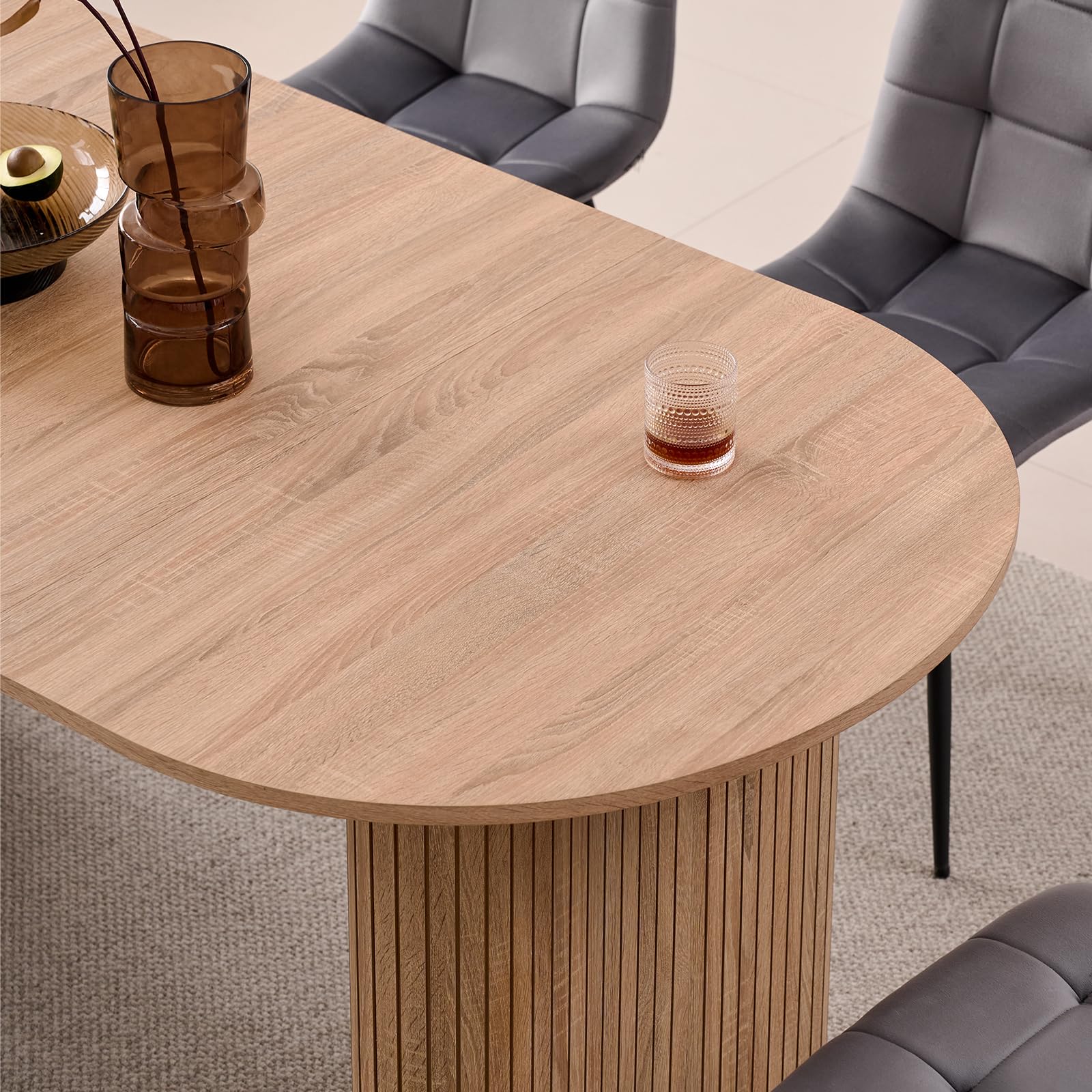 70.8" Oval Dining Table for 4-6 People - Modern Farmhouse Style