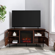 Bryson Modern Rustic Glass-Door Fireplace Stand for TVs up to 60 Inches