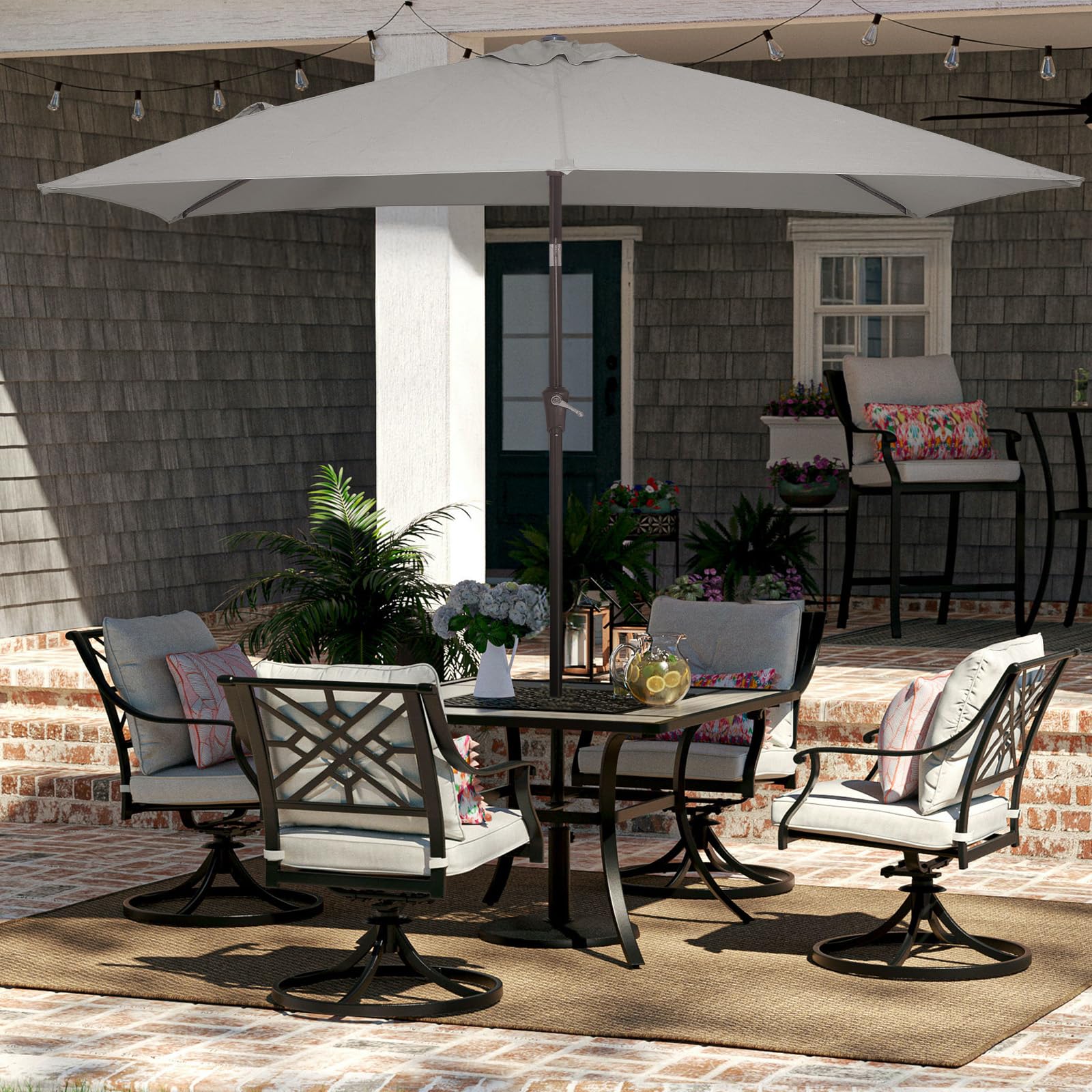 6.5x10 ft Rectangular Patio Umbrellas Outdoor Market Umbrella with Push Button