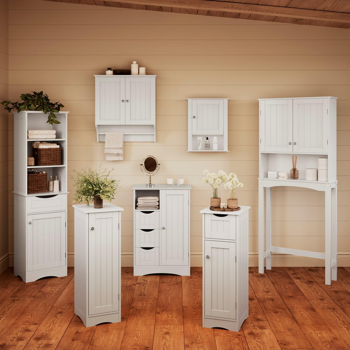 Slim, White Ashland Cabinet with Drawer