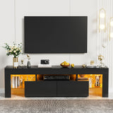 Modern Black LED TV Stand for 70-Inch Televisions with RGB Lighting