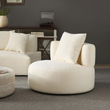 110.23" Curved Sofa with 360 Swivel Arm Chair - Modern Upholstery Boucle 3 Seat Couch