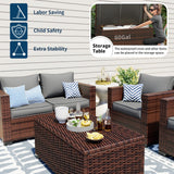 Outdoor Storage Table Patio Coffee Table All Weather Wicker Side Table