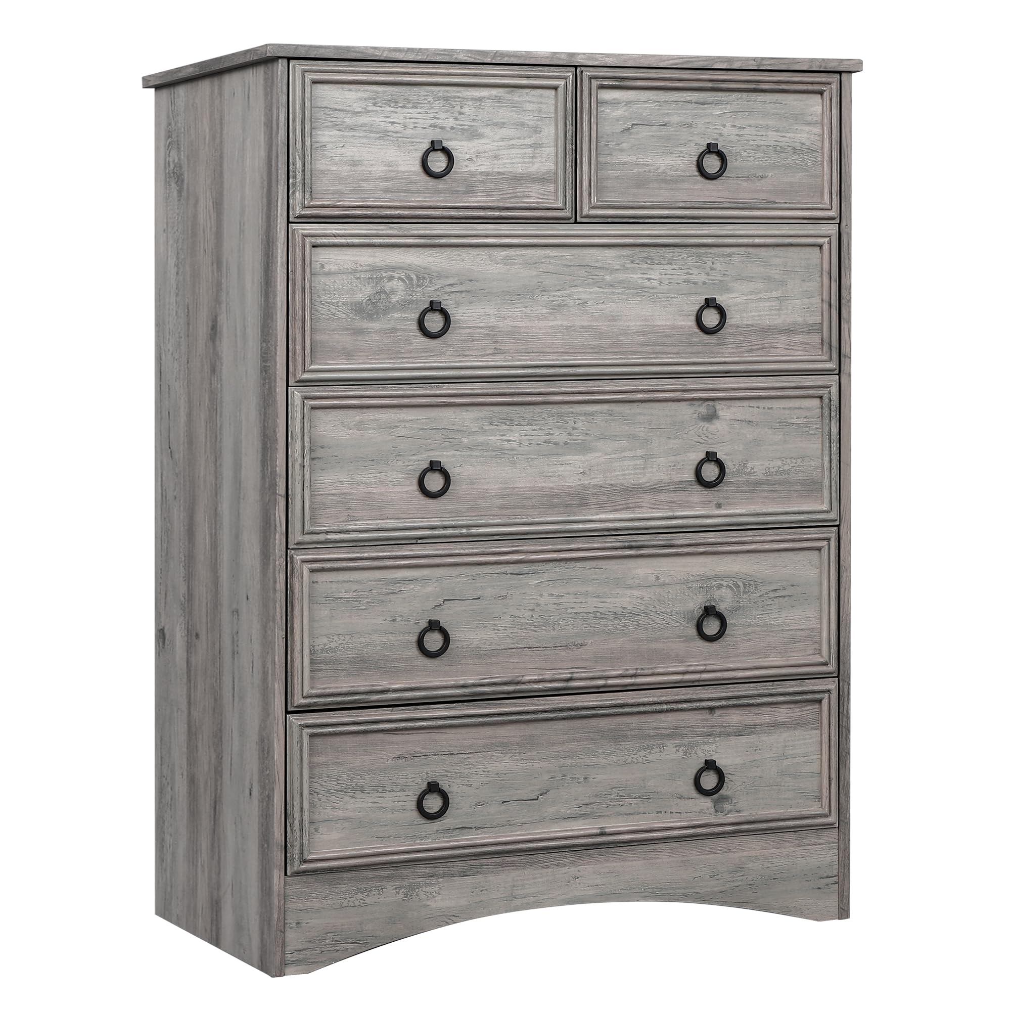Grey 6 Drawers Dresser, Light Rustic Oak Dresser