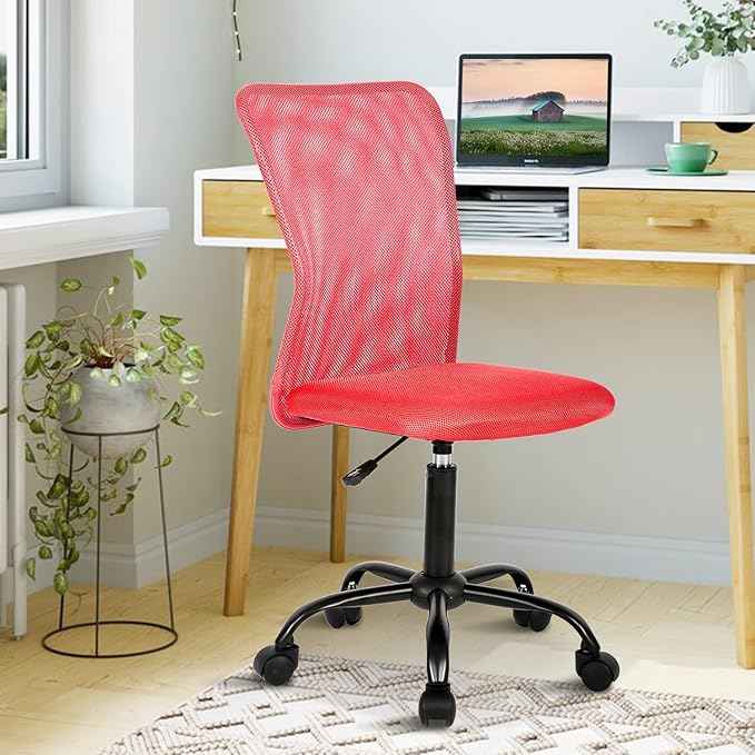 Small Office Chair, Armless Desk Chair with Wheels, Ergonomic Computer Chair