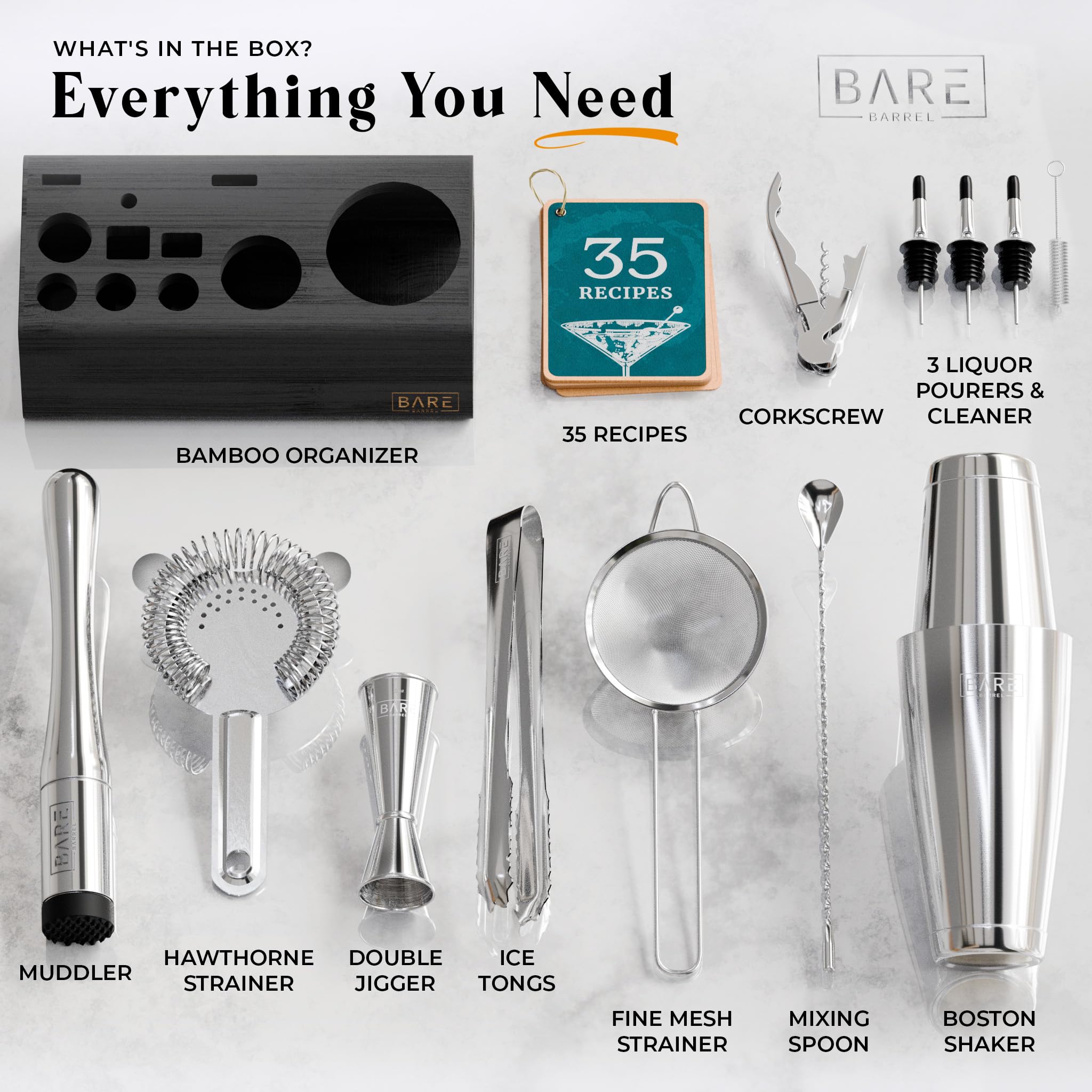 Mixology Bartender Kit Bar Set | 14-Piece Cocktail Shaker Set | Martini Barware