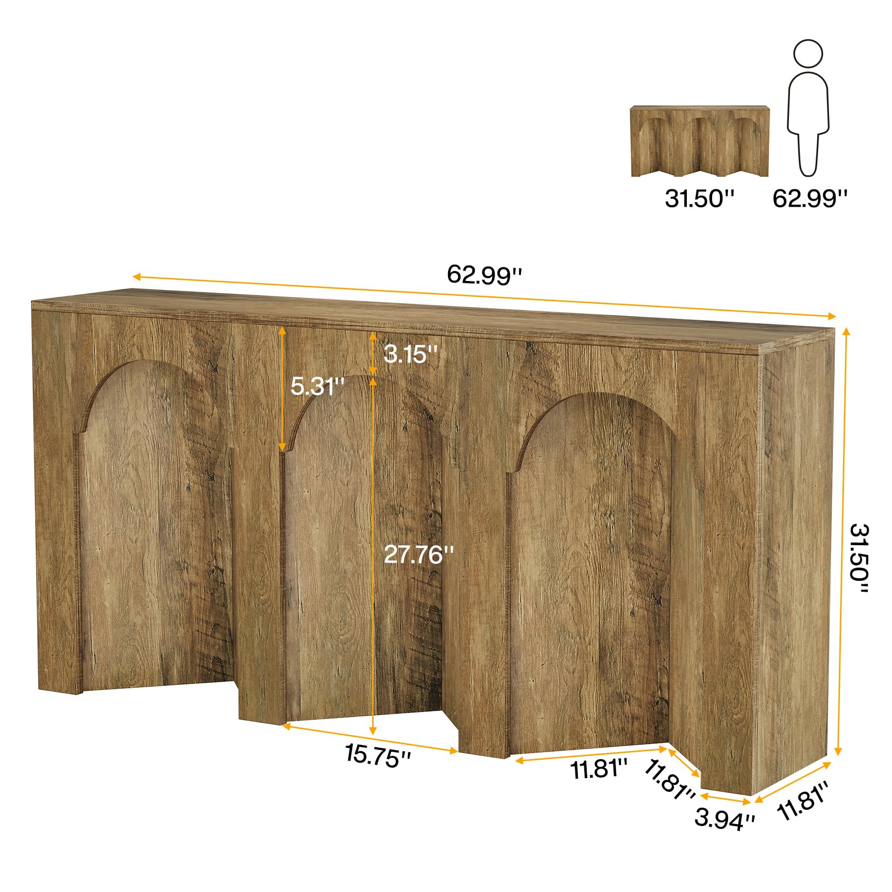 63-Inch Long Sofa Console Table, Farmhouse Narrow Entryway Table for Hallway
