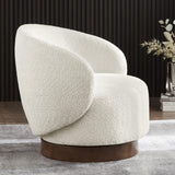 Swivel Accent Chair Round Barrel Armchair Upholstered Performance Fabric for Living Room Bedroom Reading Waitingroom,2 PCS,Cream