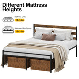 Full Size Metal Platform Bed Frame with LED Headboard