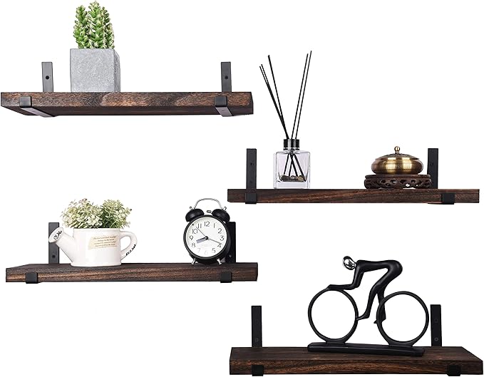Rustic Wood Floating Shelves for Wall Farmhouse Wooden Wall Shelf for Bathroom Kitchen
