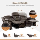 Homelegance Reclining Couch, Polished Microfiber Manual Double Recliner Sofa, Dark Brown
