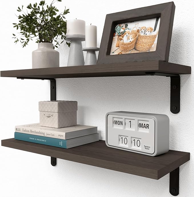 Rustic Wood Shelves Set of 5, Farmhouse Style Floating Shelf for Wall Décor