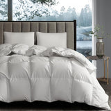 White Goose Down Fiber Comforter Queen, Extra Warmth Fluffy Goose Down Fiber