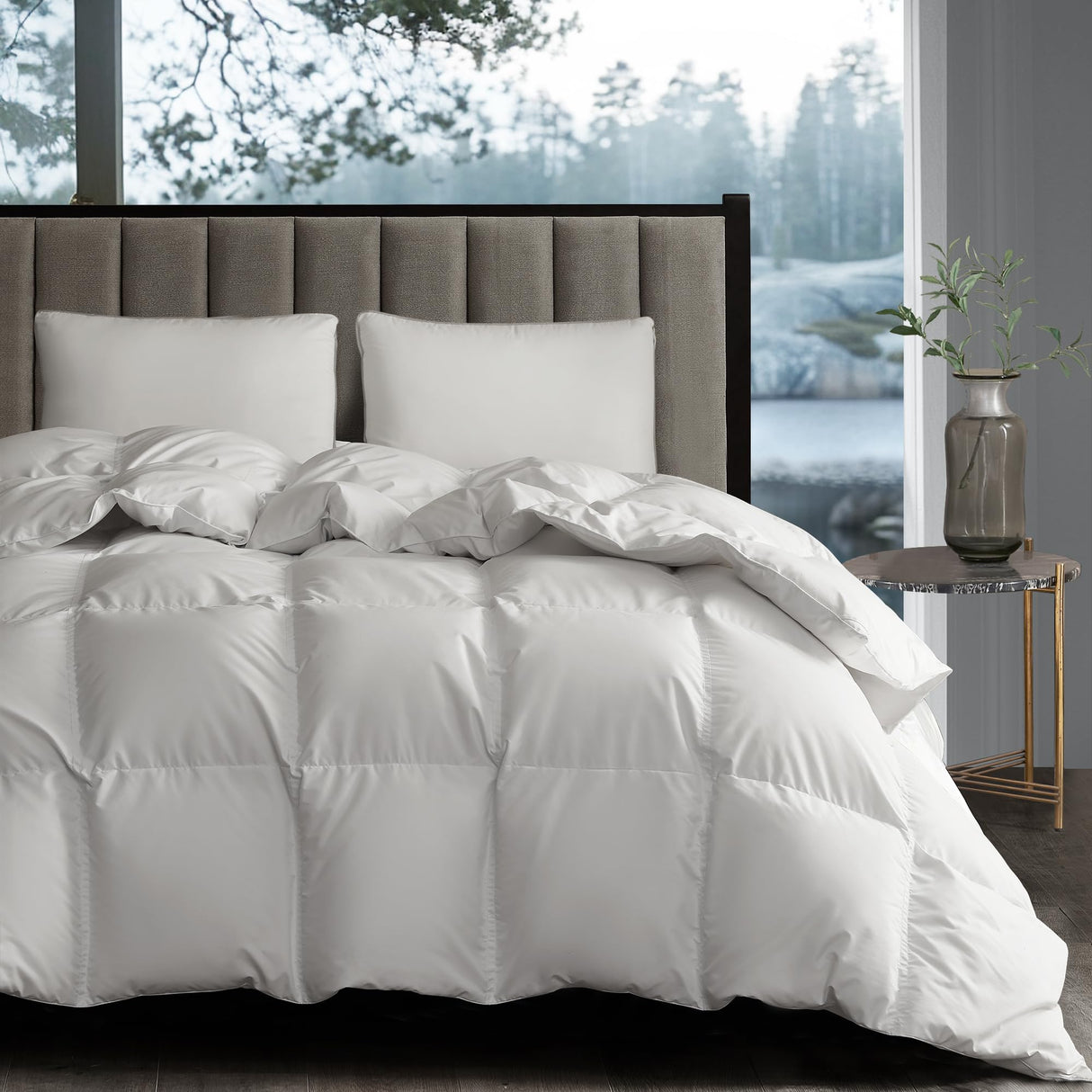 White Goose Down Fiber Comforter King Size - All Season Hotel Collection Duvet Insert