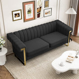 83'' Faux Leather Couch 3 Seater Sofa with Gold Metal Legs Comfy
