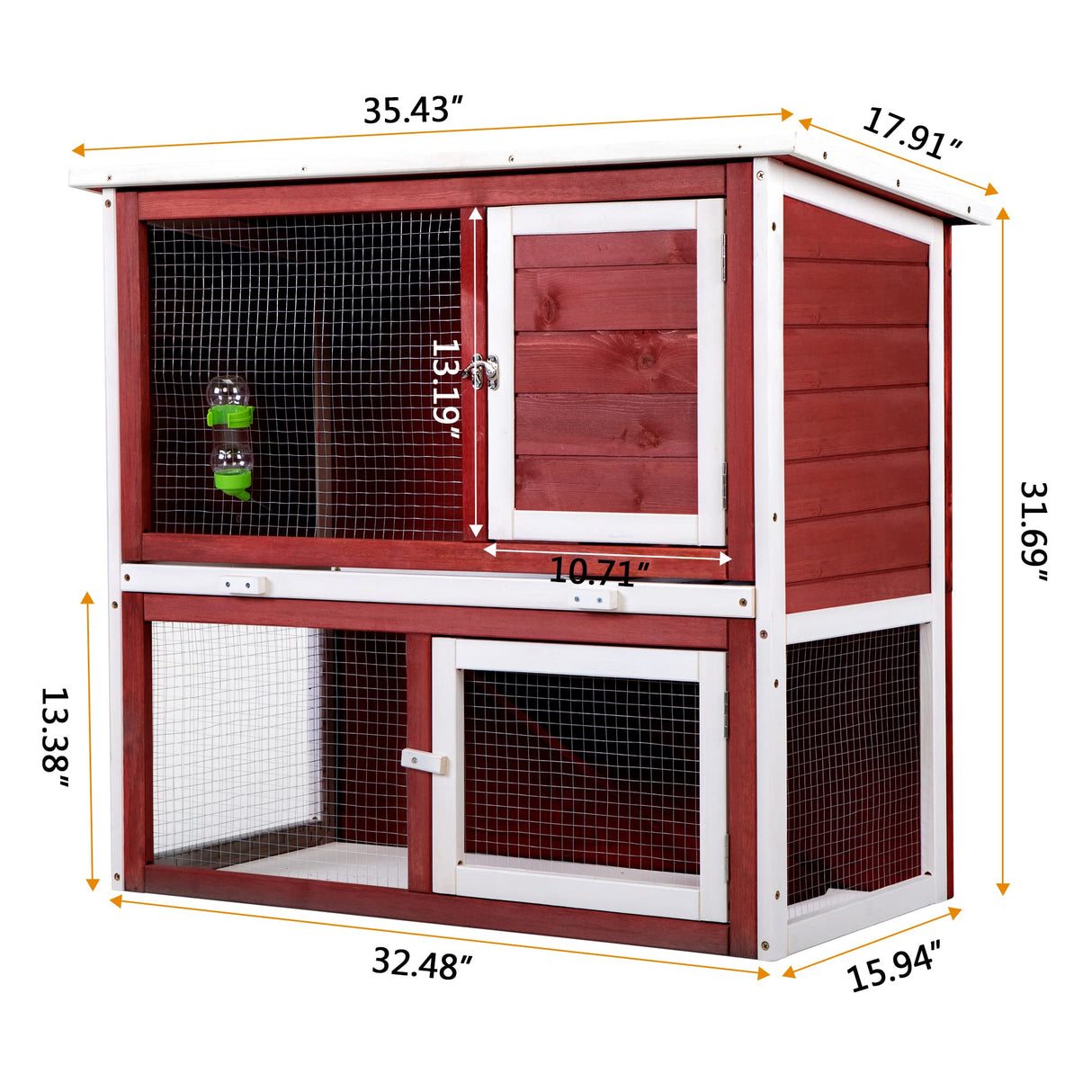 Wooden Rabbit Hutch Bunny Run Cage House with Open Roof