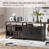 66 Inch Executive L Shaped Standing Desk with 2-Drawer File Cabinet