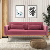 Velvet Futon Bed Couch, Velvet Upholstered Mid Century Sofa Sleeper for Living Room