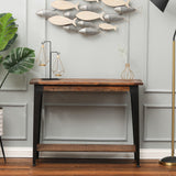 Console Tables for Living Room, 30'' Rustic Entryway Table, Brown/Black Wood Sofa Table