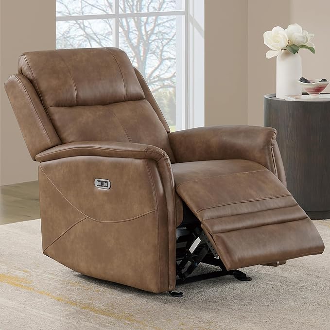 Leather Recliner Chair Faux Reclining Sofa Lazy Boy Glider Rocking Function