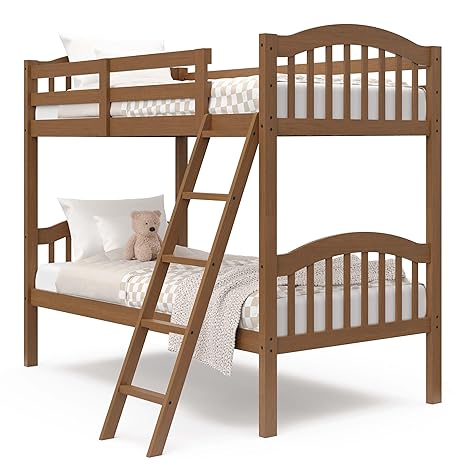 Twin-Over-Twin Bunk Bed (Olive) - GREENGUARD Gold Certified, Converts to 2 Individual