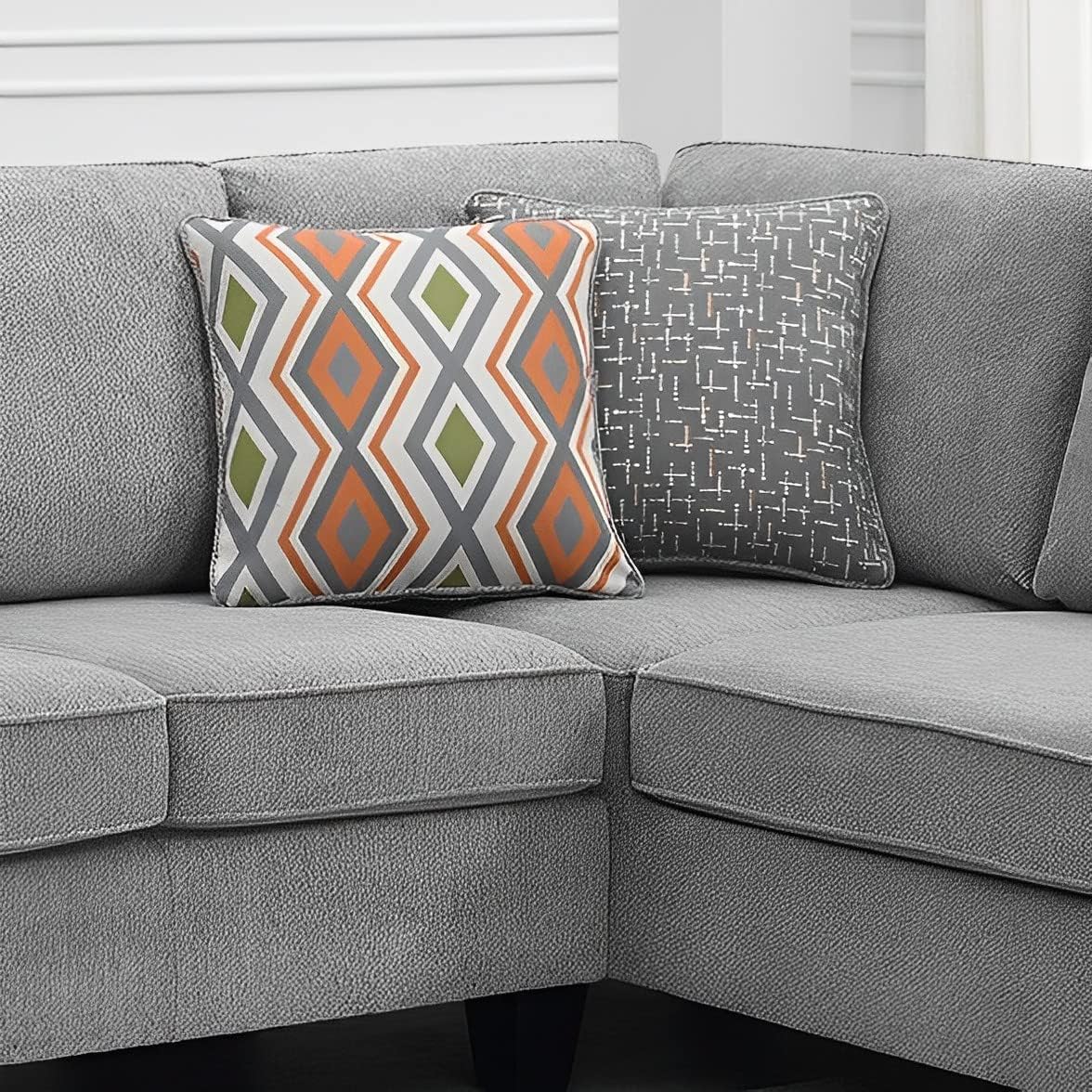 Sectional Sofa with 4 Cushions, Modern Tufted Micro Cloth L-Shaped Sofa Couch