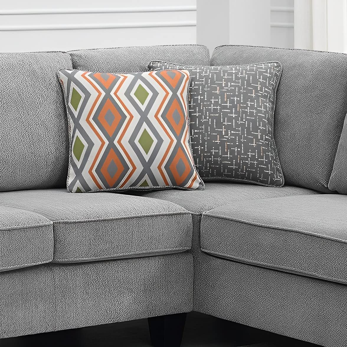Sectional Sofa with 4 Cushions, Modern Tufted Micro Cloth L-Shaped Sofa Couch
