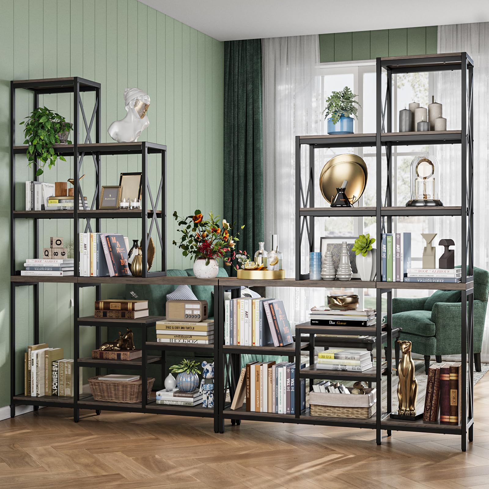 70 Inch Tall Bookshelf with 14 Storage Shelves, Book Shelves